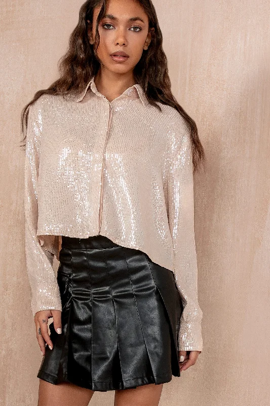 Hendrix Nude Sequin Cropped ShirtCroptoppattern