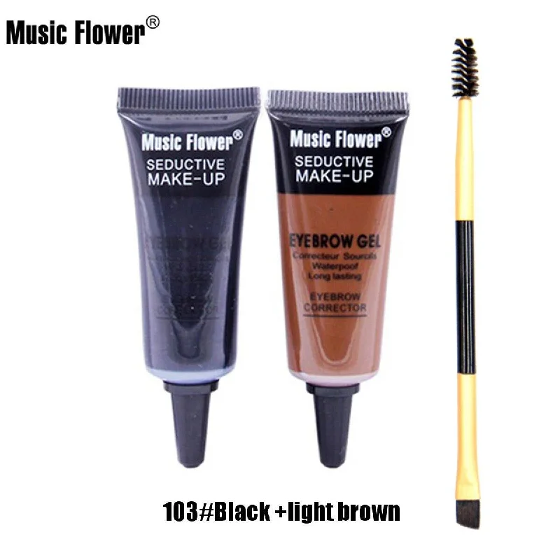 Music Flower 2 Color Eyebrow Gel Eye Brow Enhancers Waterproof Makeup Brush Set