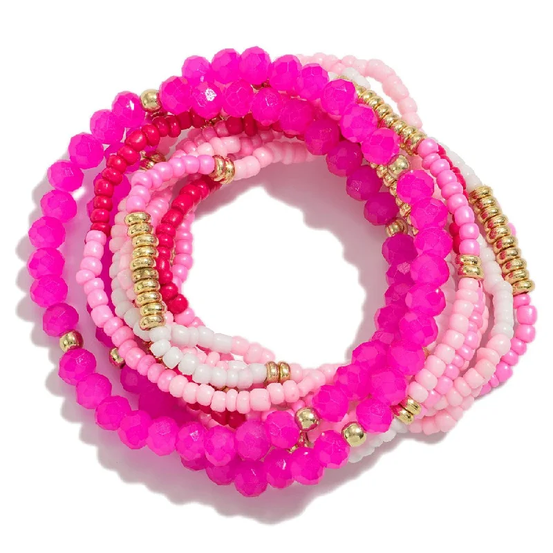 Set of Ten Hot PInk Bracelet