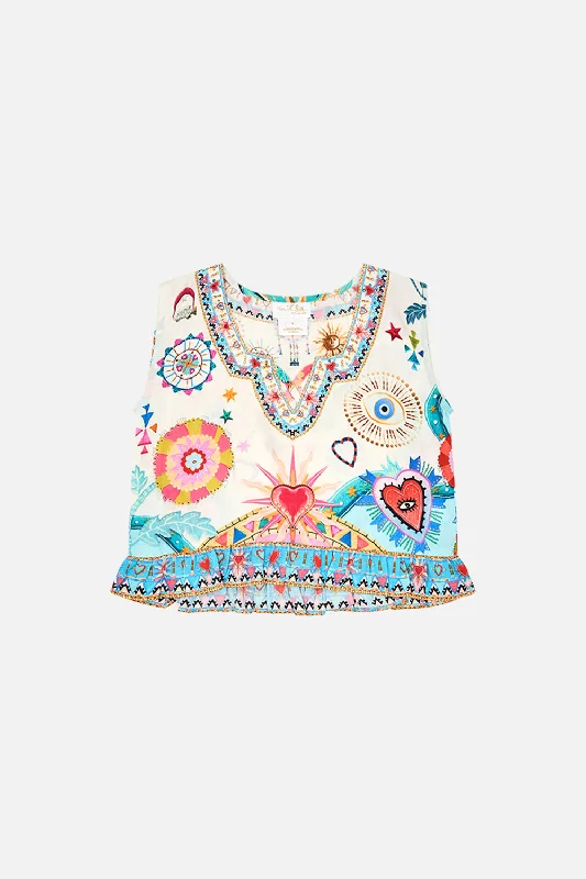 KIDS CROP WITH FRILL HEM 4-10 RAINBOW ROADSCroptopsmart