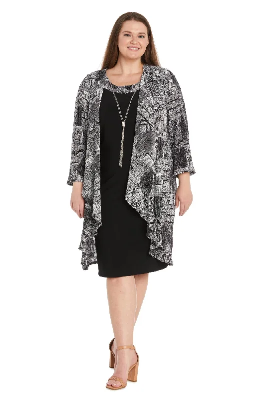 TightnessR&M Richards 1819W Mother of the Bride Short Printed Plus Size Dress