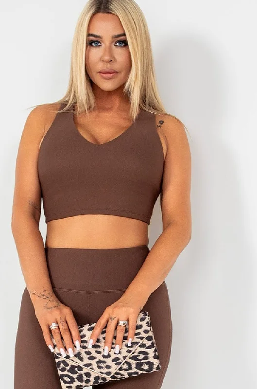 Arabella Chocolate Ribbed Crop TopCroptopcasual