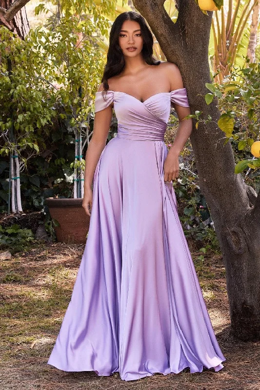 TightmixCinderella Divine 7493C Plus Size Long Off Shoulder Dress Lavender