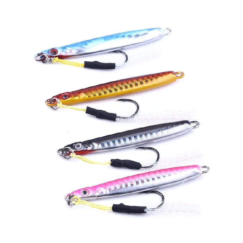 ZANLURE 4Pcs/Set 8CM 30G Metal Lead Head Jigs Squid Saltwater Deep Sea Artificial Fishing Lure