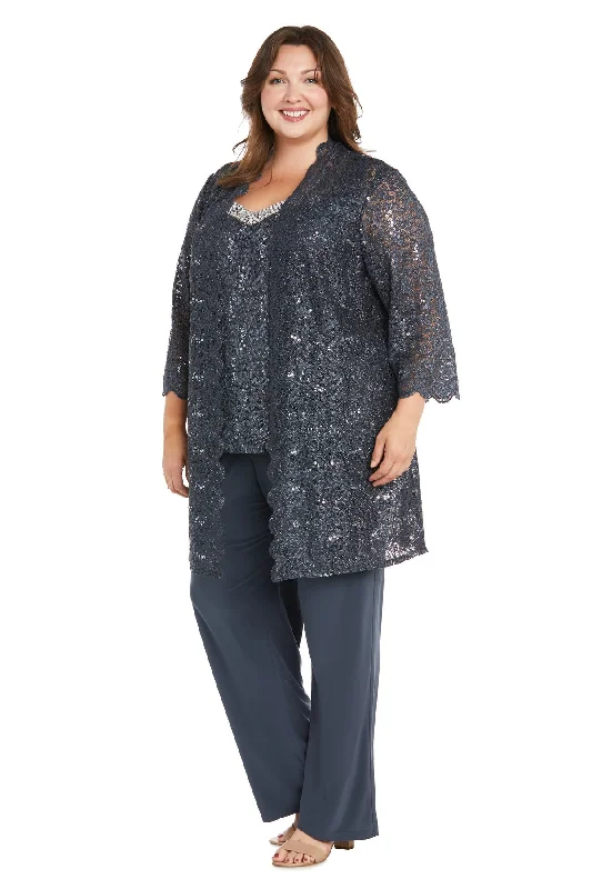 TightjacketR&M Richards 3303W Long Formal Lace Sequin Plus Size Pant Suit