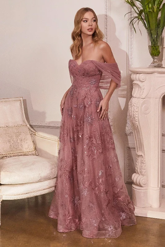 TightwrapCinderella Divine OC008 Off Shoulder Long Formal Dress Dusty Rose