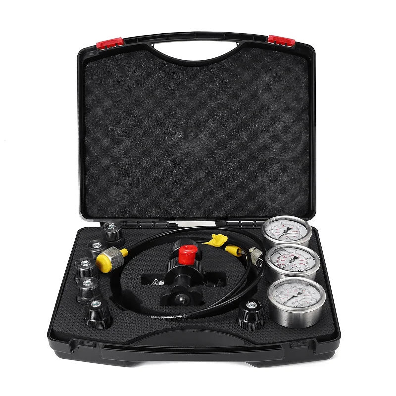 400Bar 6000Psi Pressure Gauges Test Kit Gauge Set Hydraulic Accumulator Nitrogen Charging Fill Gas Valve Five Type Adapter