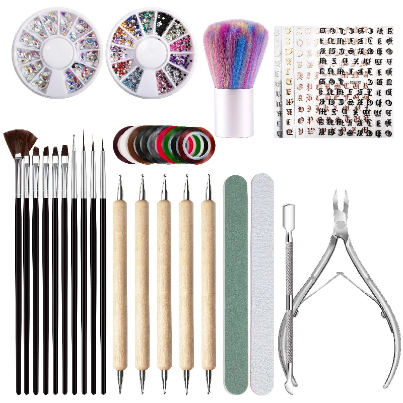 Paint Pen Nail Stickers Dust Brush Dead Skin Scissors Nail File Set Nail Art  Set