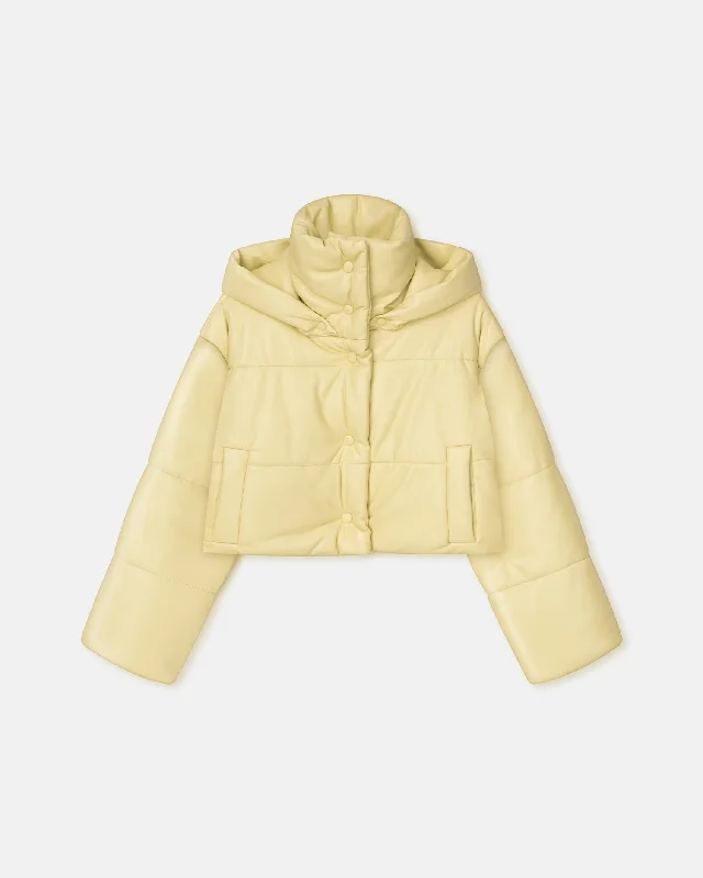 Aveline - Cropped Okobor™ Alt-Leather Puffer Jacket - LemongrassCroptopnostalgia