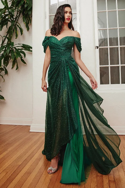 TightplayCinderella Divine CD878 Off Shoulder Long Formal Dress Emerald