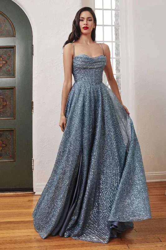 TightperformanceCinderella Divine CD252C Spaghetti Strap Prom Dress Smoky Blue