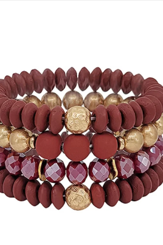 Set of 4 Gold and Garnet Bracelets