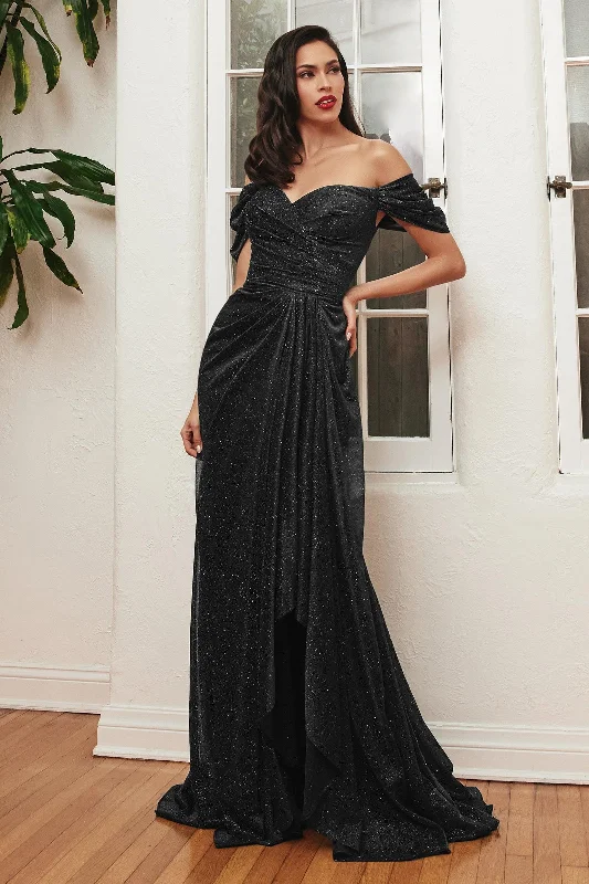 TighttailorCinderella Divine CD878 Off Shoulder Long Formal Dress Black