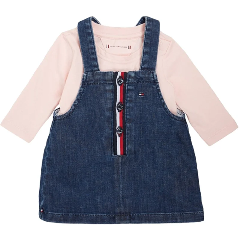 Tommy Hilfiger Baby Dungaree Set Pink Crystal