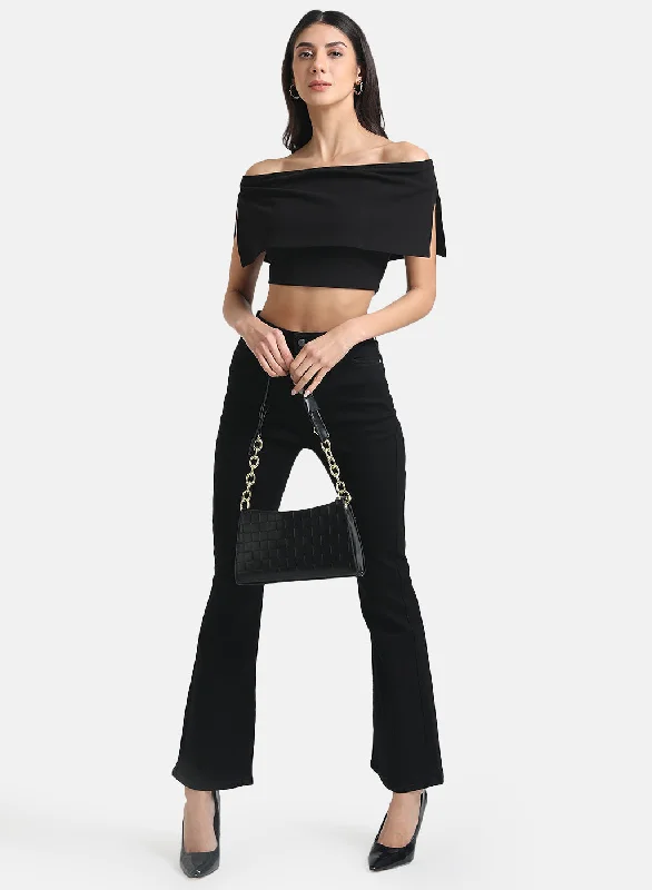 Off-Shoulder Crop Top With OverlayCroptopplatform