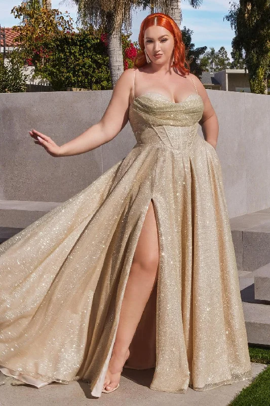 TightnetworkCinderella Divine CD252C Spaghetti Strap Prom Dress Champagne Gold