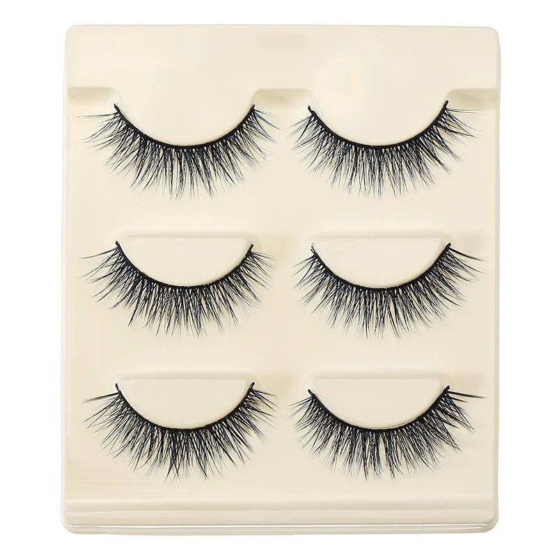 3D False Eyelashes Set Blue False lashes Makeup Natural Eyelashes Extension for Party