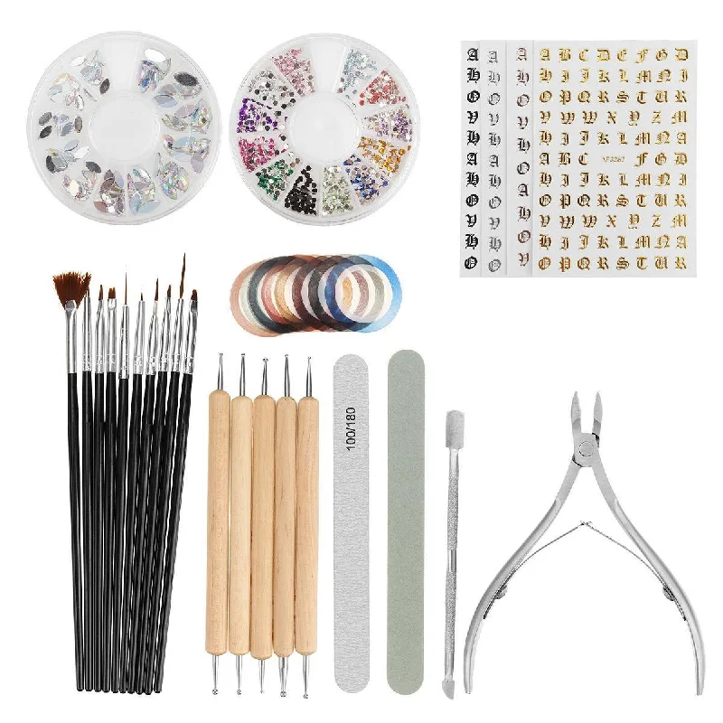 Nail Art Set Manicure Tool Paint brush Dust Brush Nail Art Decoration Nail Tape Line Buffer Files