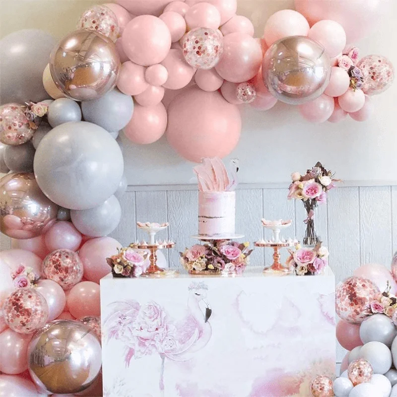 338Pcs/Set Pink Balloons Arch Kit Tape Party Birthday Wedding Garland Decor