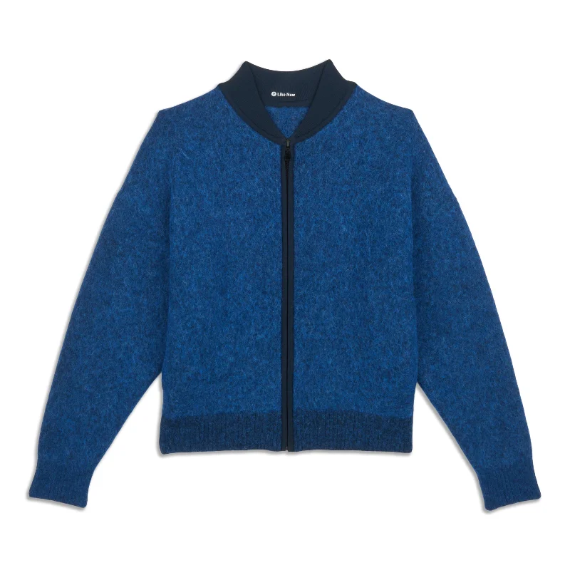 Nylon JacketsAlpaca Wool-Blend Knit Bomber Jacket - Resale