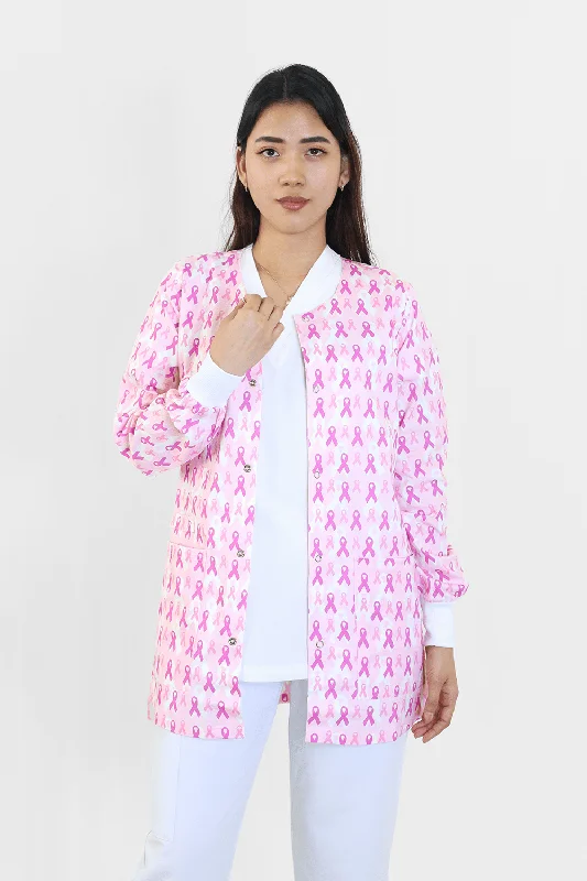 Leather-Paneled JacketsBreast Cancer Pink RIbbon Snap Button Jacket