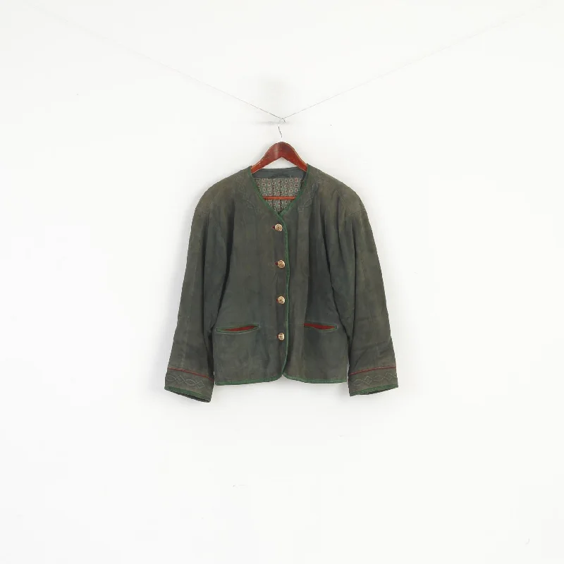 Statement JacketsZeiler Women 38 M Jacket Green Vintage Germany Velour Buttoned Shoulder Pads Top