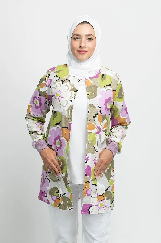 High-Fashion JacketsFloral Art Printed Scrub Jacket