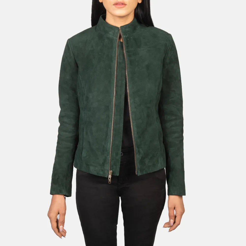 Suede JacketsGreen Suede Jacket Women's For Bikers