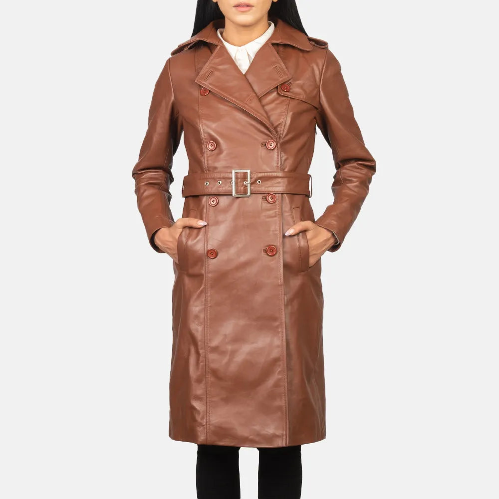 Urban JacketsBrown Double Breasted Long Trench Coat Women