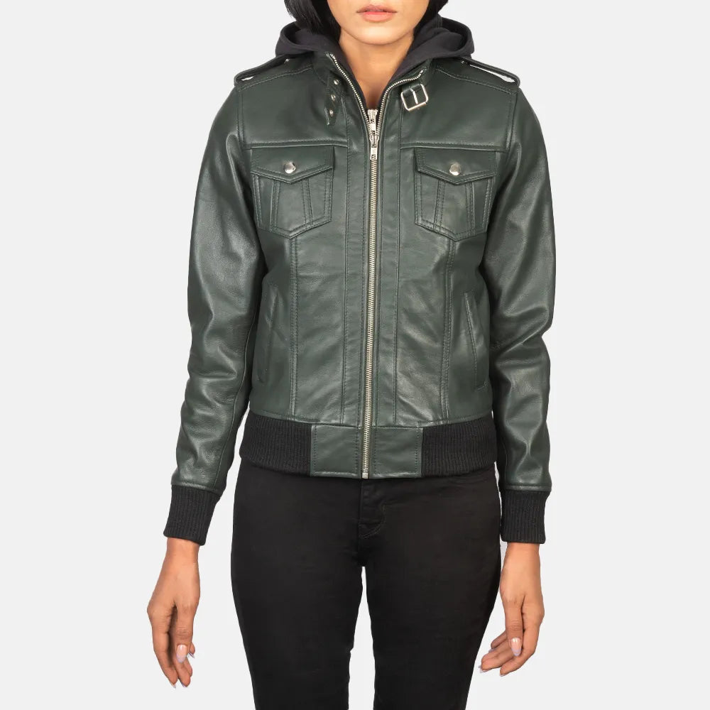 Cotton JacketsOlive Green Jacket Women with Quilted Polyester Lining