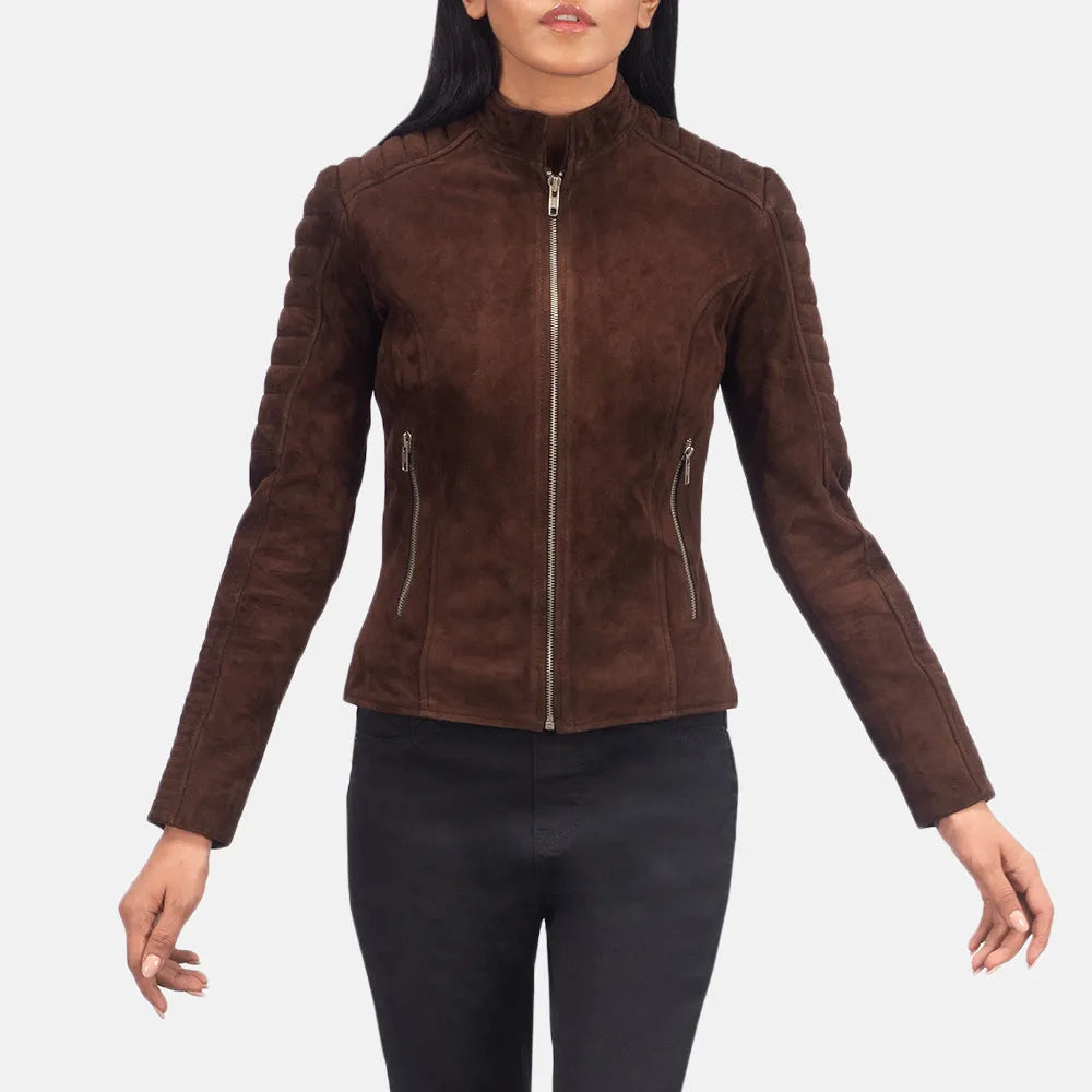 Waterproof JacketsQuilted Mocha Brown Suede Jacket Women