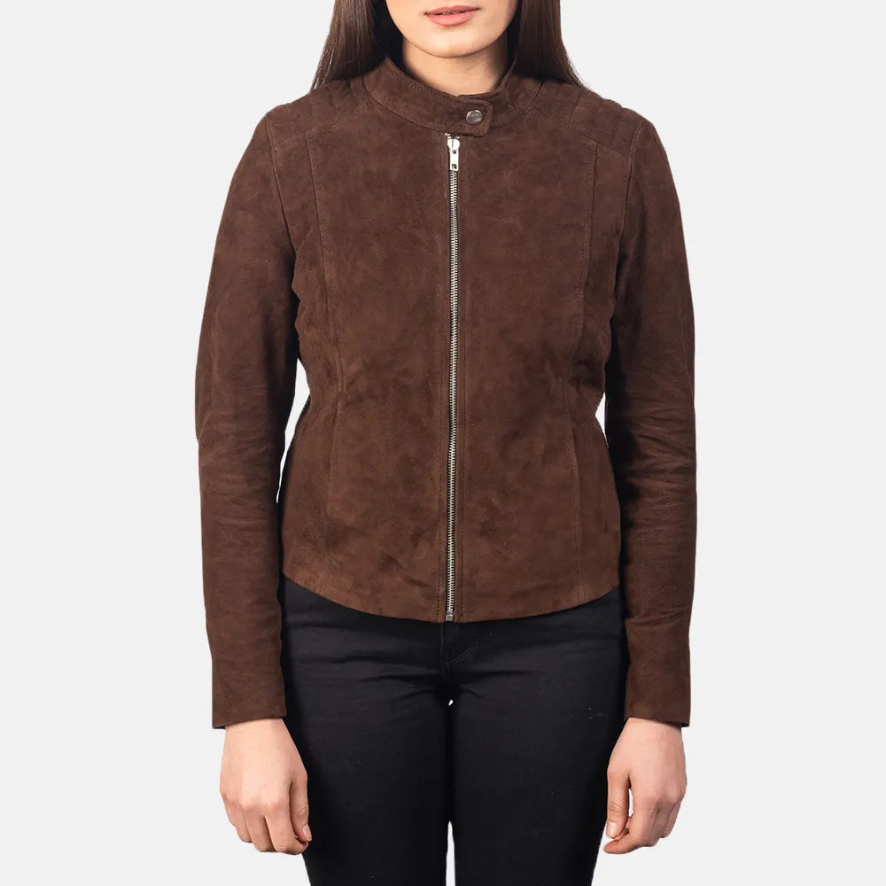 Tasseled JacketsSuede Moto Jacket Women's in Dark Brown