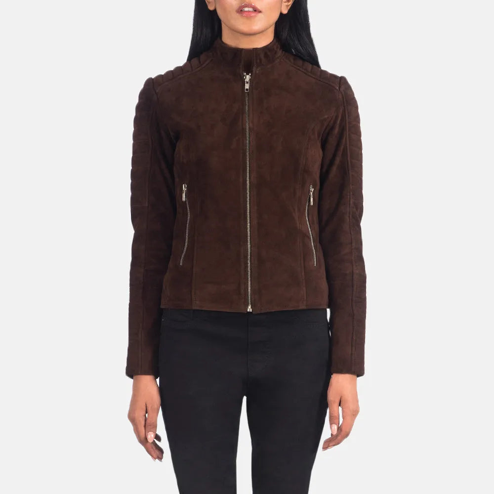 Running JacketsDark Brown Suede Trucker Jacket - Goatskin Leather