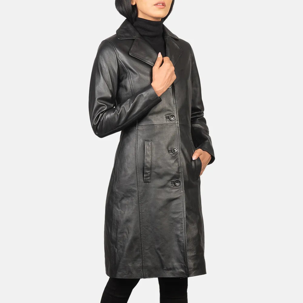 Limited Edition JacketsTrench Coat Black Single Breasted Leather