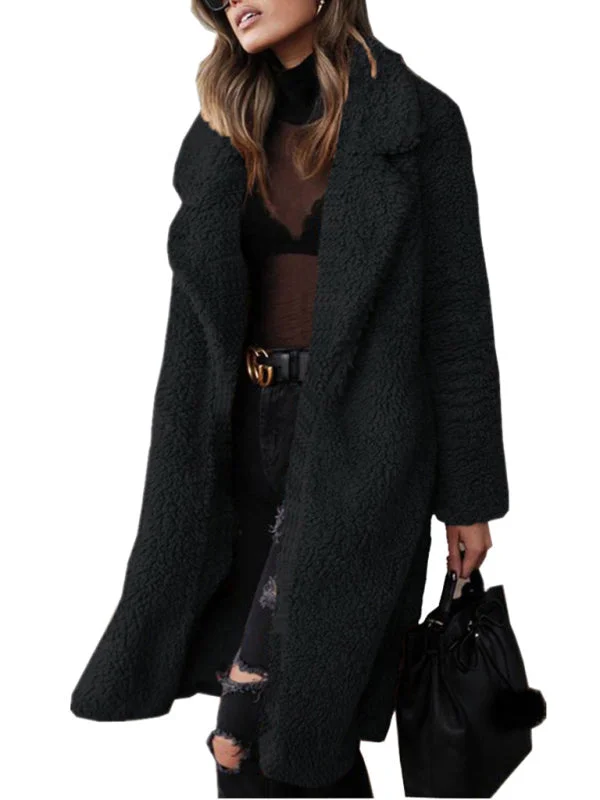 Track JacketsWomen's loose long sleeve lapel plush jacket