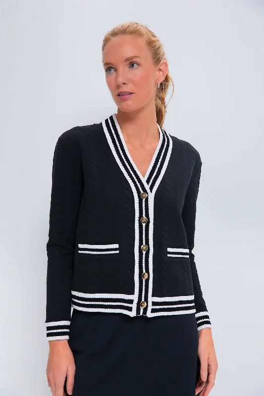 Formal Knit TopsBlack Cable Charley Cardigan