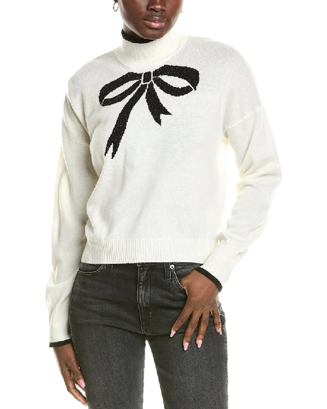 Cycling Knit TopsBrodie Cashmere Wool & Cashmere-Blend Lurex Bow Mock Neck Jumper