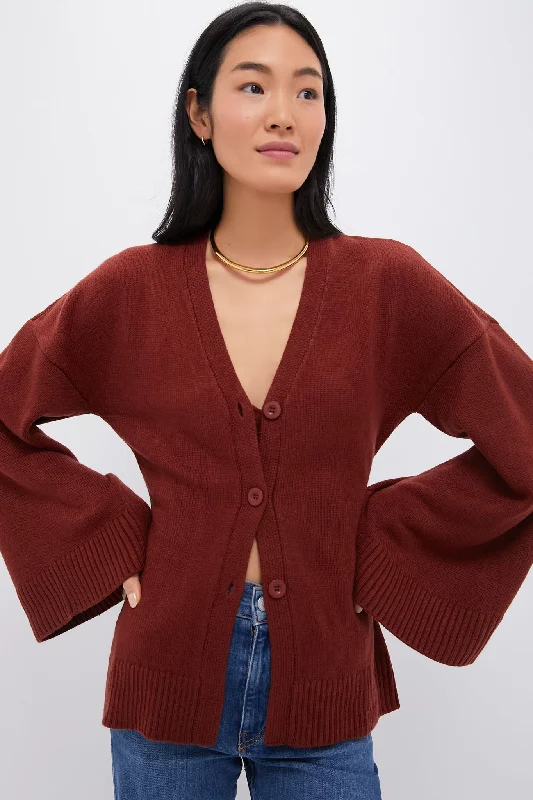 Off-Shoulder Knit TopsChestnut Cinched Waist Cardigan