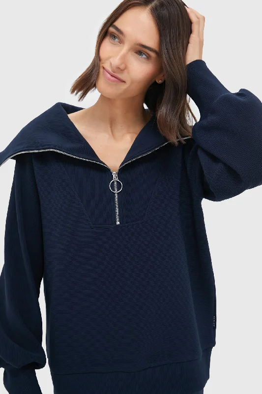 Limited Edition Knit TopsDark Sapphire Vine Half Zip