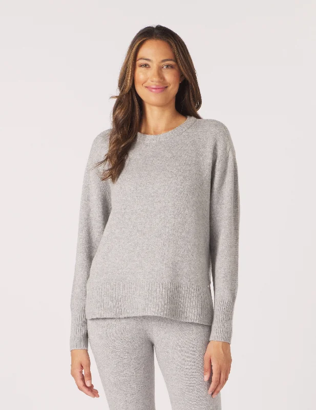 Outdoor Knit TopsElevated Knit Crew: Ash Grey