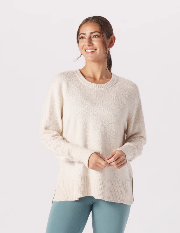 Scoop Neck Knit TopsElevated Knit Crew: Oatmilk Heather