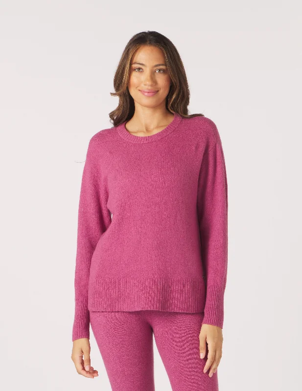 Branded Knit TopsElevated Knit Crew: Rouge