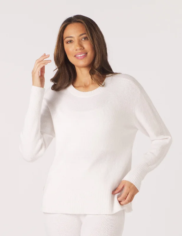 Crewneck Knit TopsElevated Knit Crew: White