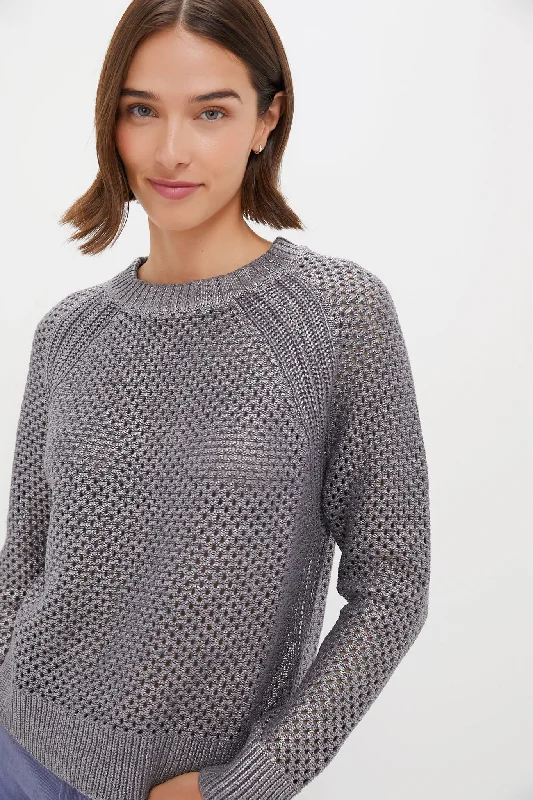 Collaborative Knit TopsGunmetal Crochet Aspen Crewneck Sweater