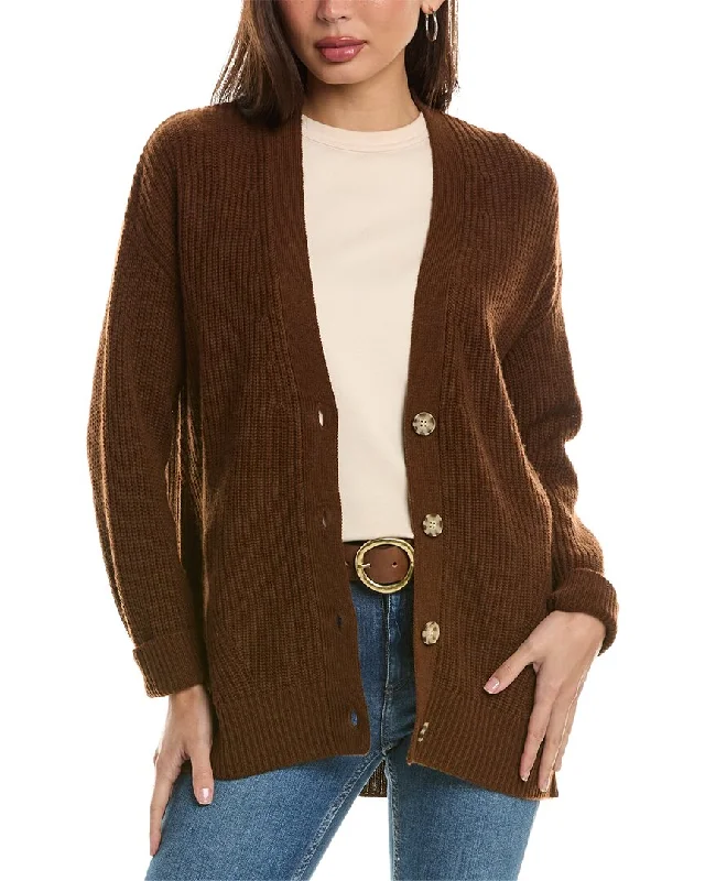 Streetwear Knit TopsHannah Rose womens  Oversized Shaker Wool & Cashmere-Blend Cardigan, s, Brown