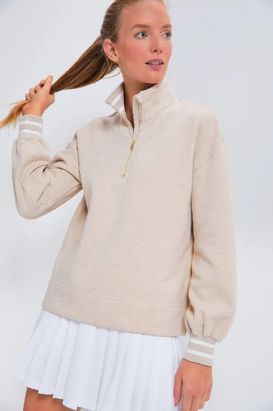 Beaded Knit TopsHeathered Oatmeal Carlson Quarter Zip