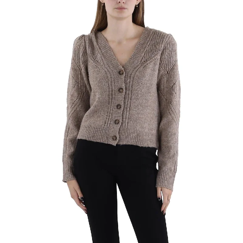 Sheer Knit TopsJulietta Womens Open Stitch Button-Down Cardigan Sweater