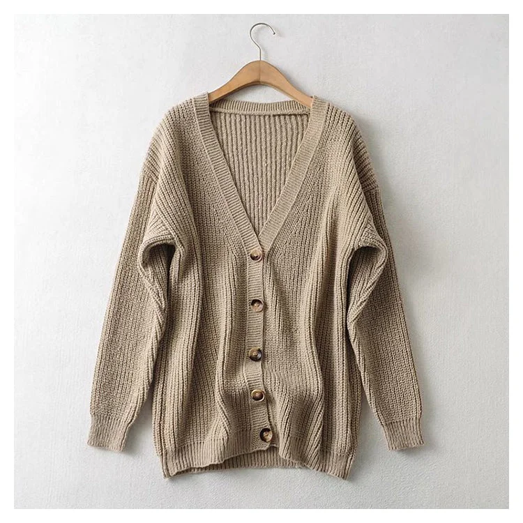 Asymmetrical Knit TopsLazy wind loose casual single breasted sweater cardigan coat  7434