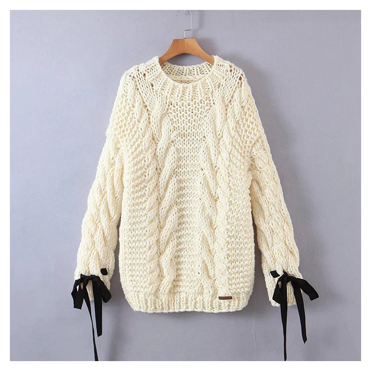 Fitted Knit TopsLoose and lazy wind twist knitted sweater  7446