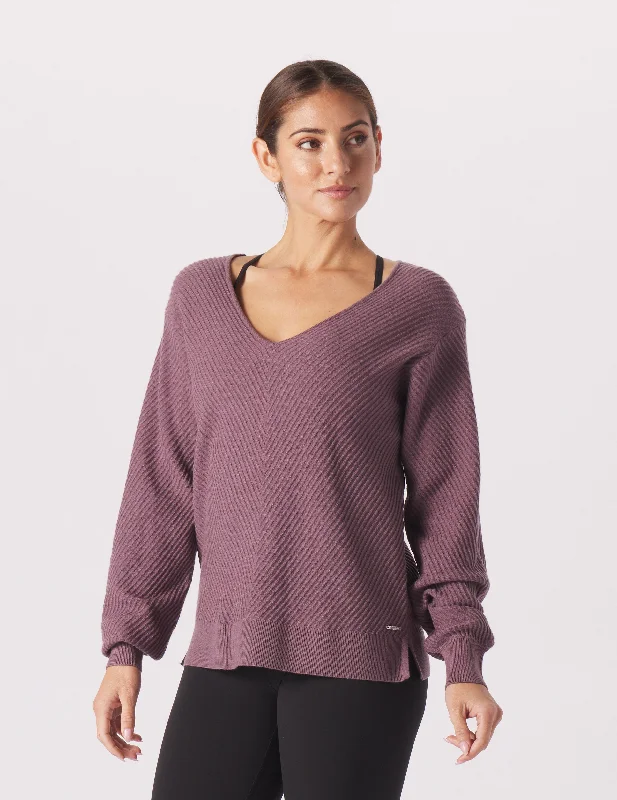 Limited Edition Knit TopsLuxury Rib Sweater: Berry Wine